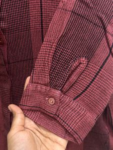 Maroon plaid shirt-top