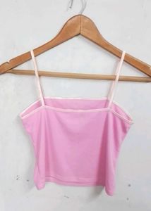 🩷cute Pink Spaghetti Strap Crop Top