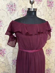 3XXL Elegant Burgundy Maxi Dress