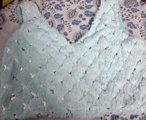 Sparkling Teal Fur Blouse