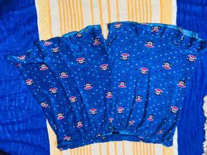 Blue Monkey Print Shorts