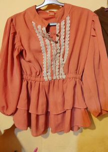 Cute Peplum Blouse &amp; Brown Top Set, 2 to