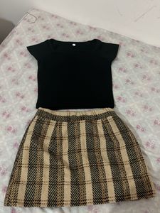 Plaid Mini Skirt with Black Top