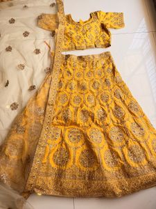 Stunning Yellow Embroidered Lehenga Choli Set