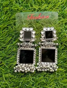 Stylish Silver Black Earrings