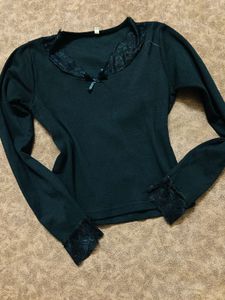 Black Lace Trim Top