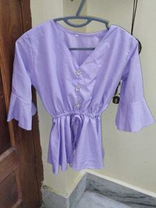Lavender Bell Sleeve Peplum Top