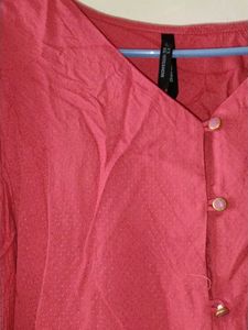 Boho Pink V-Neck Button-Up Tunic