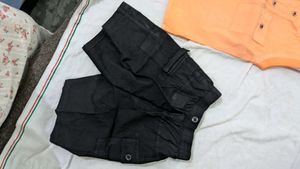 Cute Baby Boy  Outfit  – Orange Top &amp; Black Cargo