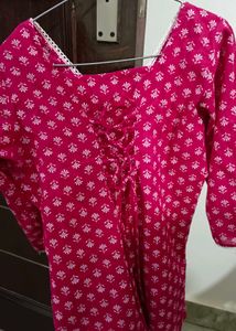 Vibrant Pink Printed Shirt Kurti