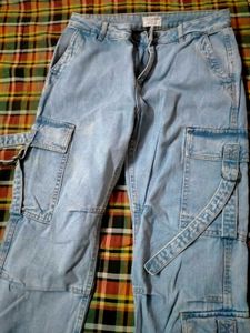 Light Wash Cargo Jeans