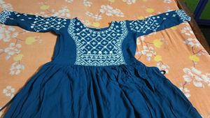 Beautiful Blue Embroidered Anarkali Gown