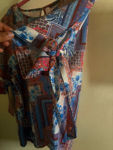 Bohemian Print Tie-Sleeve Blouse