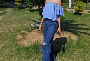 PRICE DROPPED ❤️Women Blue Off Shoulder Top