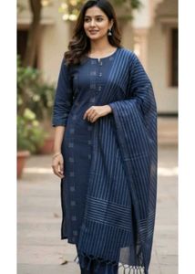 Elegant Navy Blue Kurta with Dupatta