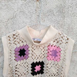 Zara Crochet Patchwork Sleeveless Top