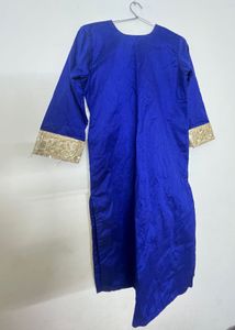 Royal Blue Kurta with Gold Embroidery