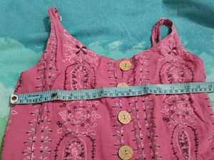 Pink Button-Front Midi Dress