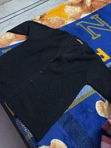 Black Textured Cardigan