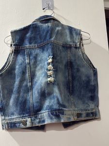 Denim Vest with Lace Detailing