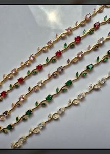 Sparkling Gemstone Leaf Bracelets