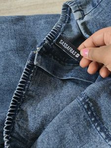 Blue Denim Strapless Jumpsuit