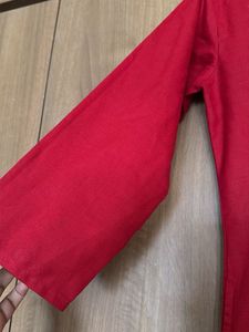 Vibrant plain Red Cotton Kurta
