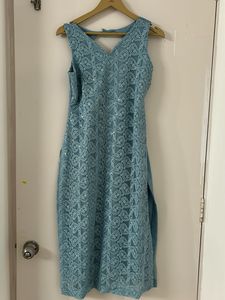 Elegant Teal Kurta Set Chikankari work