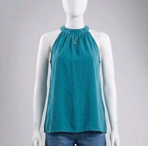 Teal Halter Neck Sleeveless Top