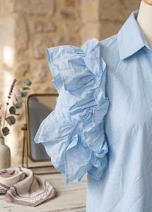 Light Blue Ruffled Sleeve Shirt