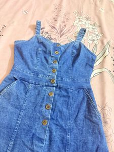 Denim Button-Front Midi Dress