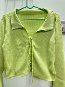Ribbed Knit Tie-Front Crop Top