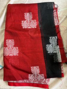 Elegant Black Saree with Silver Motifs