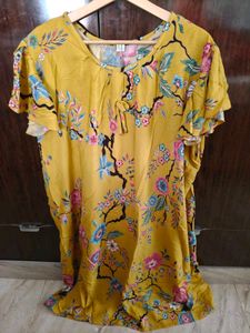 women yellow cotton kurta dress