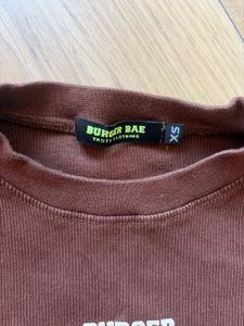 Brown Cropped Ribbed Top with Logo