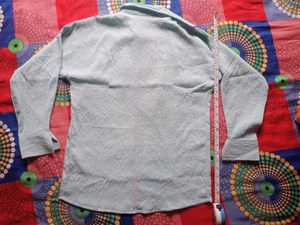Light Blue Textured Open Cardigan