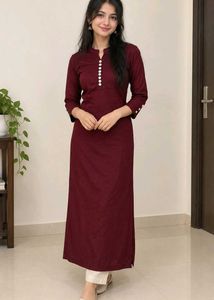 Maroon Kurta with Button Detail