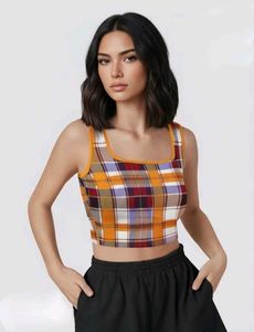 🌟Trendy Multicolor Plaid Crop Top 🧡✨