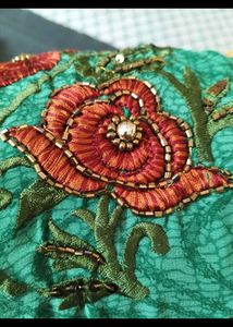 Embroidered Green Saree