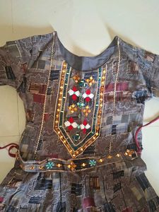 Stylish Grey Printed Kurta with Red Pants