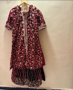 Embroidered Velvet Lehenga Choli Set