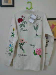 NEW CHRISTIAN DIOR Embroidered Flower Sweater