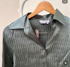 Elegant Pleated Button-Up Shirt
