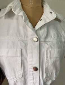 White Denim Button-Up Dress