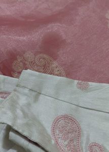 Elegant Pink Saree with Paisley Embroidery