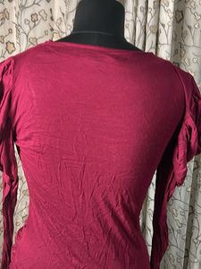 French Connection Maroon Wrap Style Top