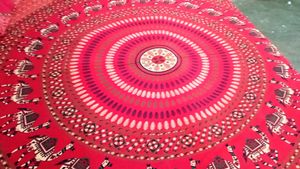 Bombay Hyies Cotton Fabric Red Designed Bed Sheet