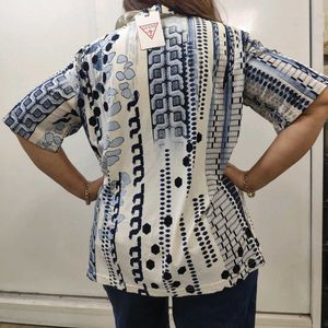 Retro Abstract Print Button-Up Shirt - XXL