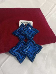 Blue Beaded Earrings