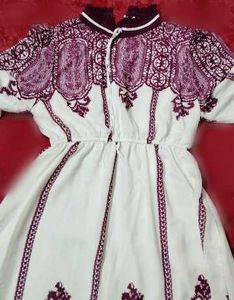 White & Purple Embroidered Ethnic Gown